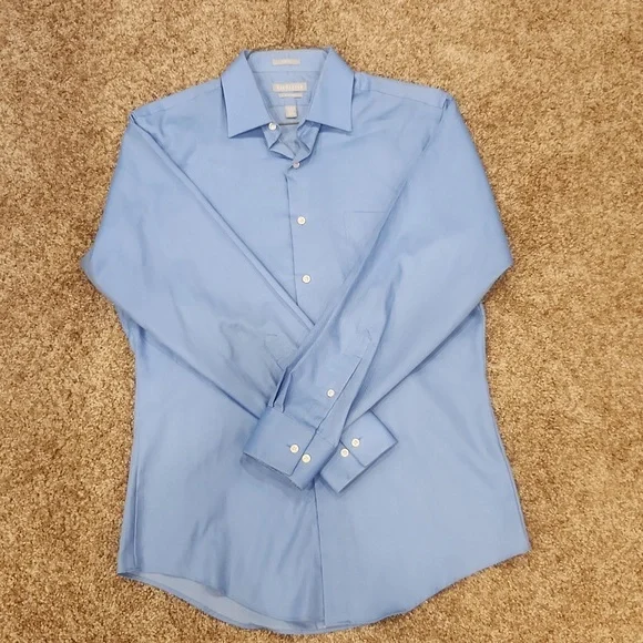 green emerald velvet dress Van Heusen Regular Fit Ultra Wrinkle Free Stretch FLEX Solid Dress Shirt in  Blue Frost
